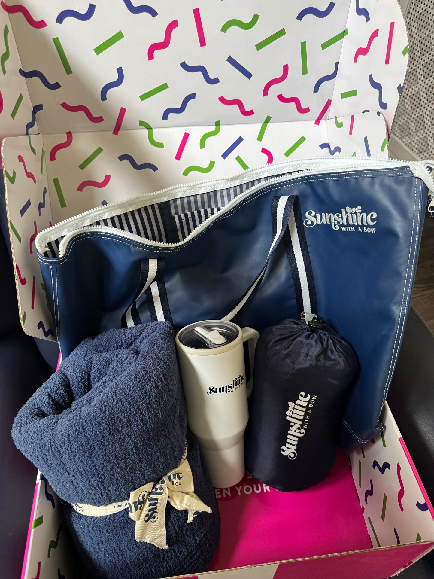 The BEST Sunshine Care Package in Navy and White AKA "HUG IN A BOX"