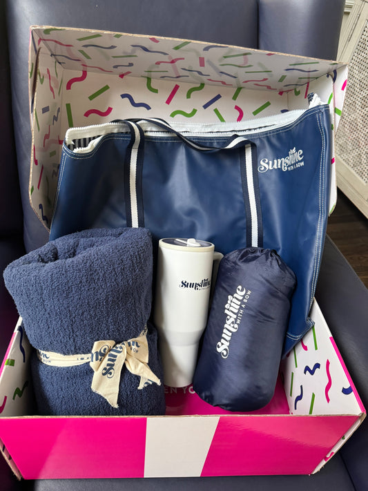 The BEST Sunshine Care Package in Navy and White AKA "HUG IN A BOX" Sunshine With A Bow